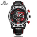 MEGIR 2078 Men's Genuine Leather Quartz Sports Watches Top Brand Luxury Military Stop Watch Waterproof Wrist Watch